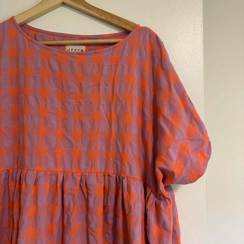 Offon Orange and Purple Checkered Maxi Dress